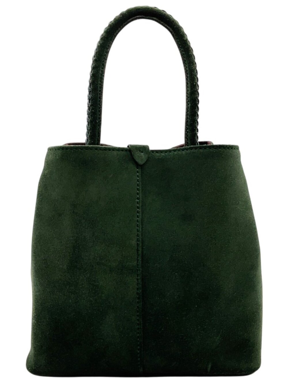 Métier Green Suede Vérité Mini Braided Leather Trimmed Tote